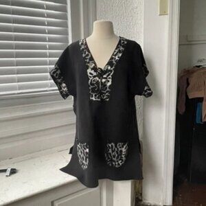 Angel Leopard Tie Up Sweater Poncho